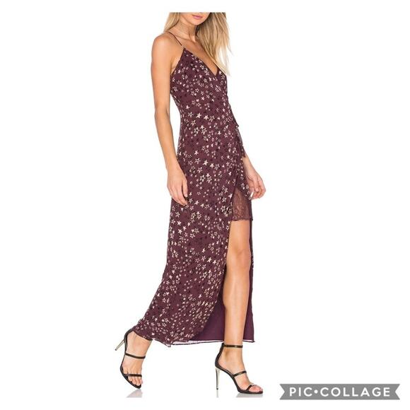 House of Harlow x Revolve Edie Purple Star Print Maxi Lace Wrap Dress Size Small - Picture 12 of 12
